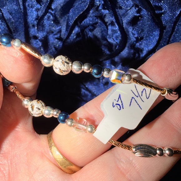 🥀SOLD❤️❤️❤️❤️STERLING SILVER & A touch of 18K GOLD FILLED BRACELET - Picture 3 of 9